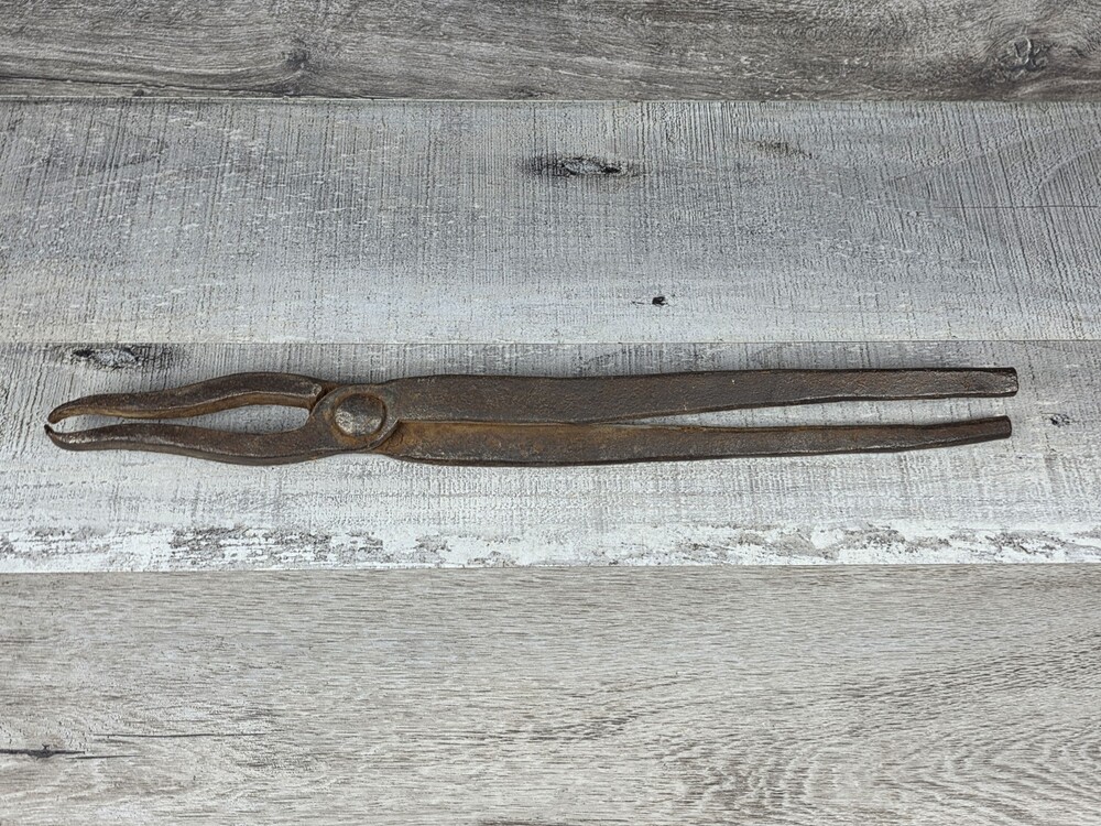 Antique Blacksmith Forge Tongs 16" Farrier Horseshoe Tool Primitive Decor b110